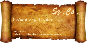 Szádeczky Csaba névjegykártya